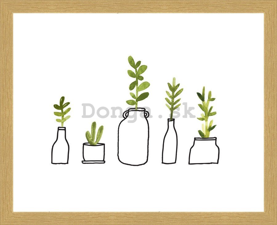 Rámovaný obraz - Rastliny a vázy