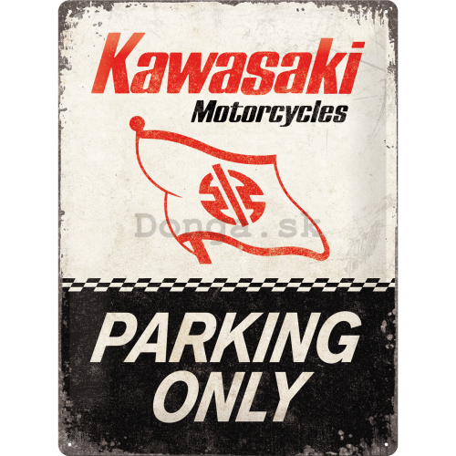 Plechová ceduľa: Kawasaki Parking Only - 40x30 cm