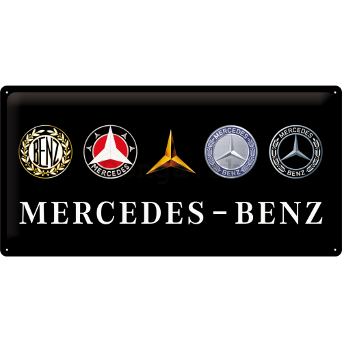Plechová ceduľa: Mercedes-Benz (loga) - 50x25 cm