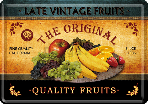 Plechová pohľadnice - Quality Fruits