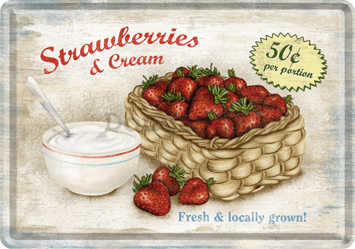 Plechová pohľadnice - Strawberries & Cream