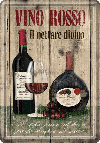 Plechová pohľadnice - Vino Rosso