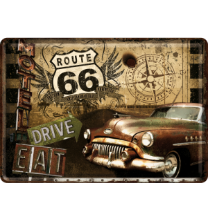 Plechová pohľadnice - Route 66 (Drive, Eat)