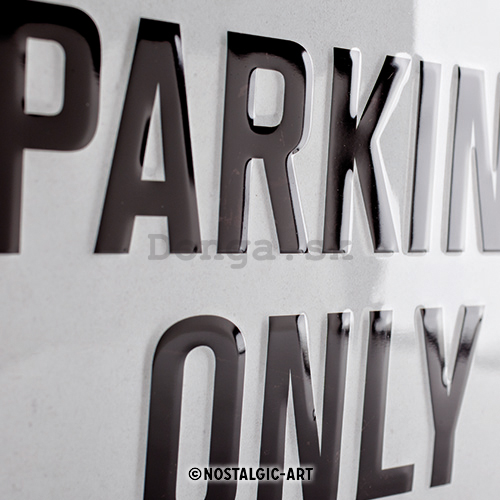 Plechová ceduľa: BMW Parking Only (biela) - 40x30 cm