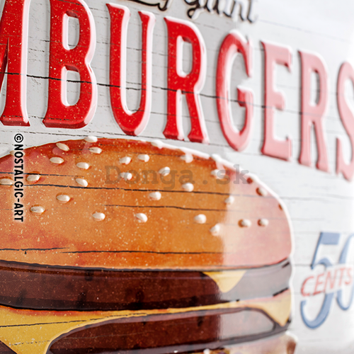 Plechová ceduľa: Epic Juicy Giant Hamburgers - 30x40 cm