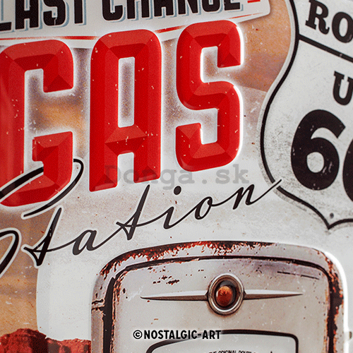 Plechová ceduľa: Route 66 (Gas Station) - 30x20 cm