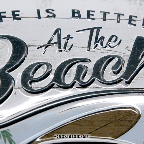 Plechová ceduľa: VW Life is Better at the Beach - 30x20 cm