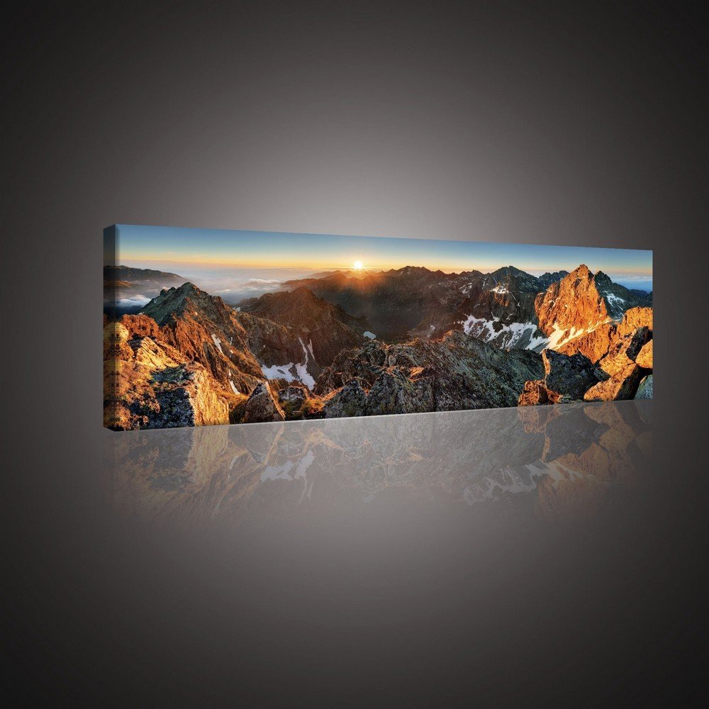 Obraz na plátne: Západ slnka na horách - 145x45 cm