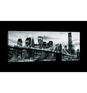 Obraz na plátne: Čiernobiely Brooklyn Bridge (4) - 145x45 cm