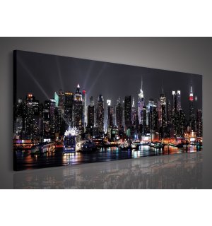 Obraz na plátne: New York v noci (2) - 145x45 cm
