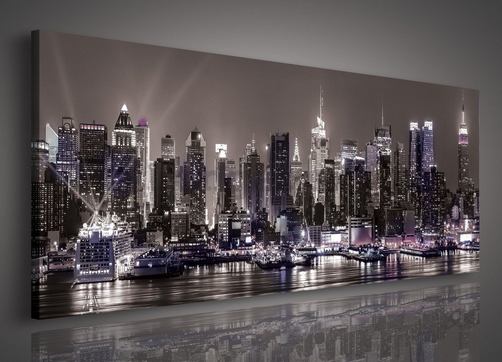 Obraz na plátne: New York v noci - 145x45 cm