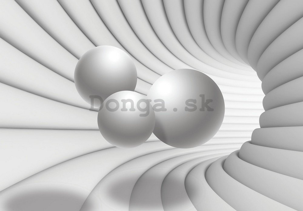 Fototapeta vliesová: 3D tunel (biely) - 254x368 cm