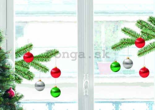 Vianočná samolepka na sklo - Ozdoby na stromčeku