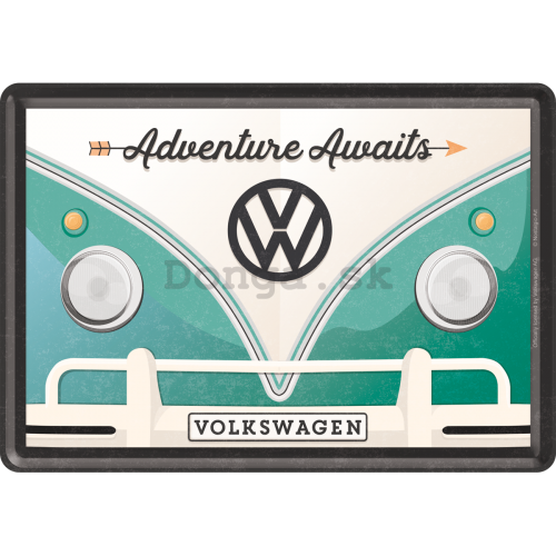 Plechová pohľadnice - VW Bulli  (Adventure Awaits)