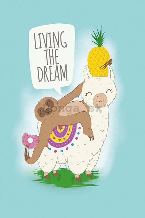 Plagát - Living the Dream (Llama nad Sloth)