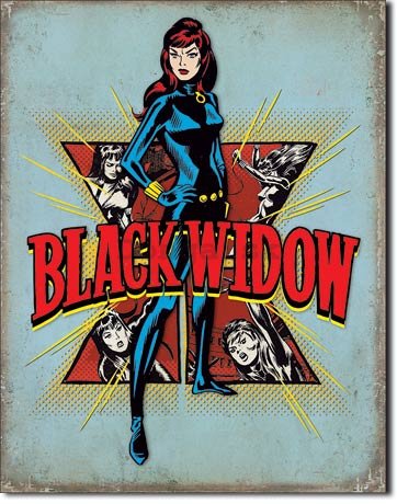 Plechová ceduľa - Black Widow (Retro)