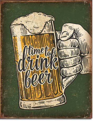 Plechová ceduľa - Time To Drink Beer