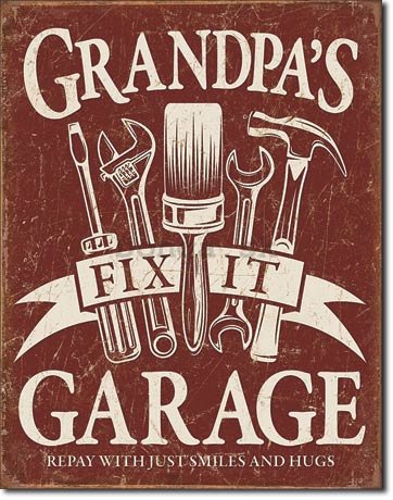 Plechová ceduľa - Grandpa's Garage