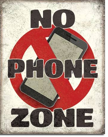 Plechová ceduľa - No Phone Zone