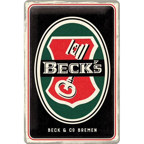 Plechová ceduľa: Beck's (Key Logo) - 30x20 cm