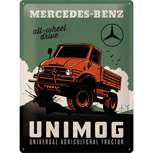 Plechová ceduľa: Mercedes-Benz Unimog - 40x30 cm