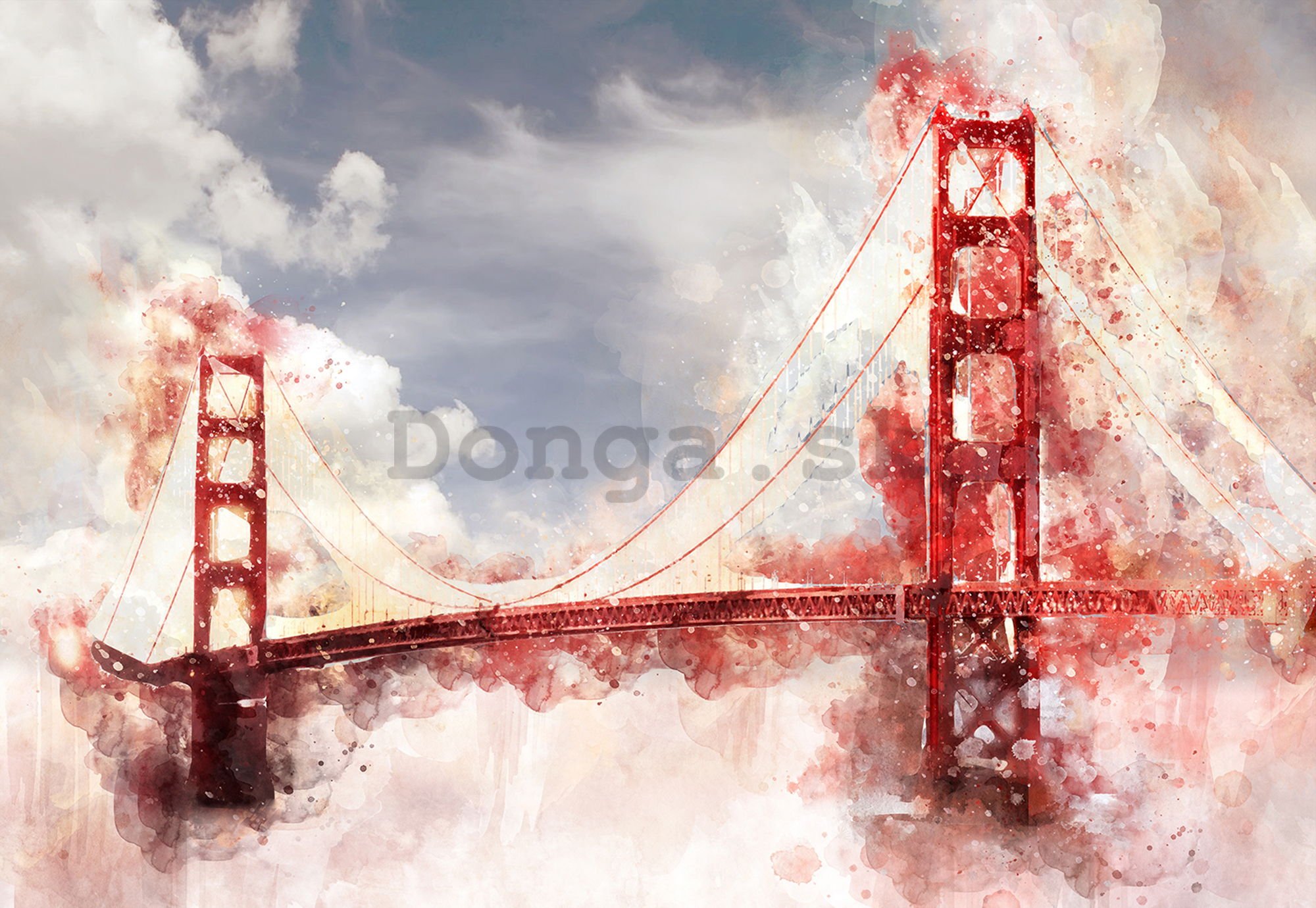 Fototapeta vliesová: Golden Gate Bridge (maľovaný) - 184x254 cm