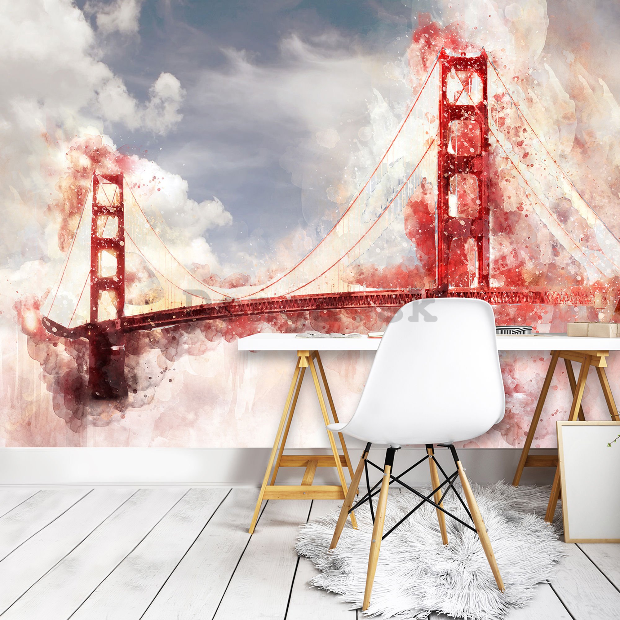 Fototapeta vliesová: Golden Gate Bridge (maľovaný) - 254x368 cm