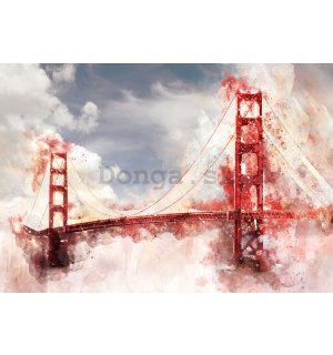 Fototapeta vliesová: Golden Gate Bridge (maľovaný) - 104x152,5 cm