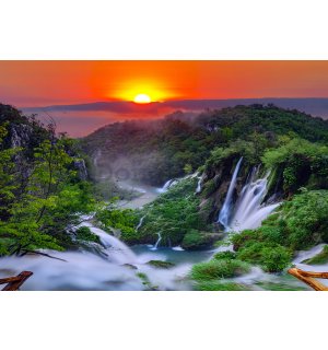Fototapeta: Plitvické jazerá (východ slnka) - 254x368 cm