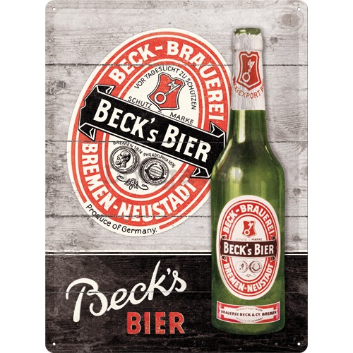 Plechová ceduľa: Beck's (Green Bottle Wood) - 40x30 cm