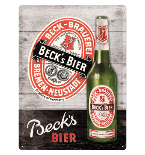 Plechová ceduľa: Beck's (Green Bottle Wood) - 40x30 cm