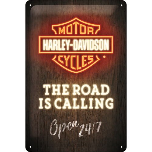 Plechová ceduľa: Harley-Davidson (The Road is Calling)  - 30x20 cm