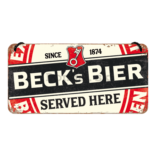 Závesná ceduľa: Beck's Label Served Here - 10x20 cm