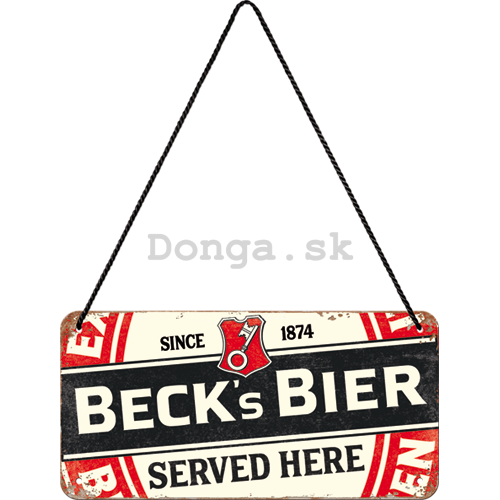 Závesná ceduľa: Beck's Label Served Here - 10x20 cm