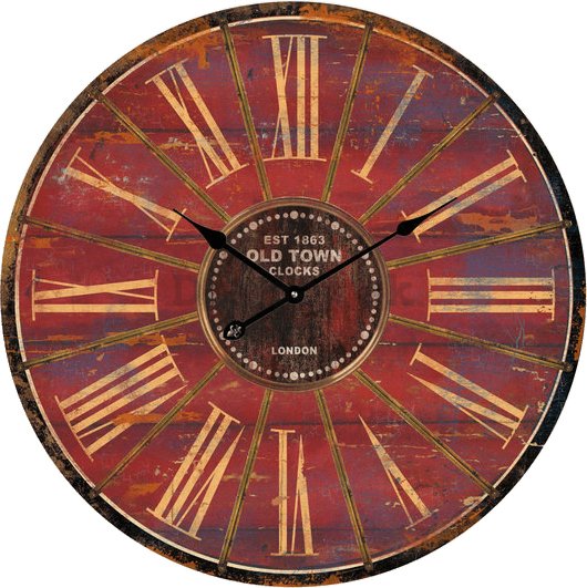 Nástenné sklenené hodiny: Old Town Clocks (hnedé) - 34 cm