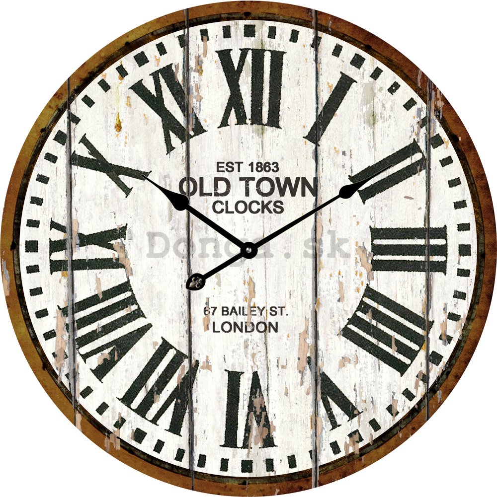 Nástenné sklenené hodiny: Old Town Clocks (biele) - 34 cm
