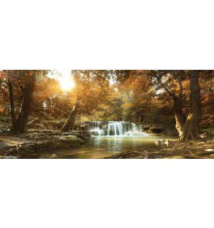 Obraz na plátne: Vodopády v lese (1) - 145x45 cm