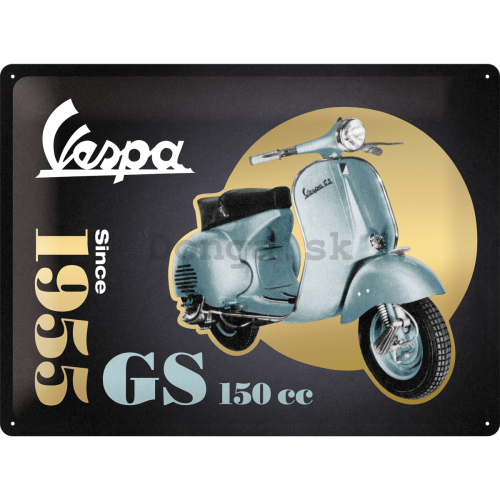 Plechová ceduľa: Vespa GS 150 Since 1955 (Special Black Edition) - 30x40 cm
