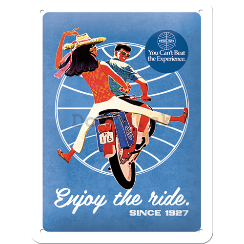 Plechová ceduľa: Pan Am (Enjoy the ride since 1927) - 20x15 cm