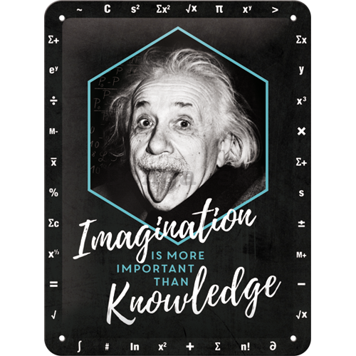 Plechová ceduľa: Einstein (Imagination & Knowledge) - 20x15 cm