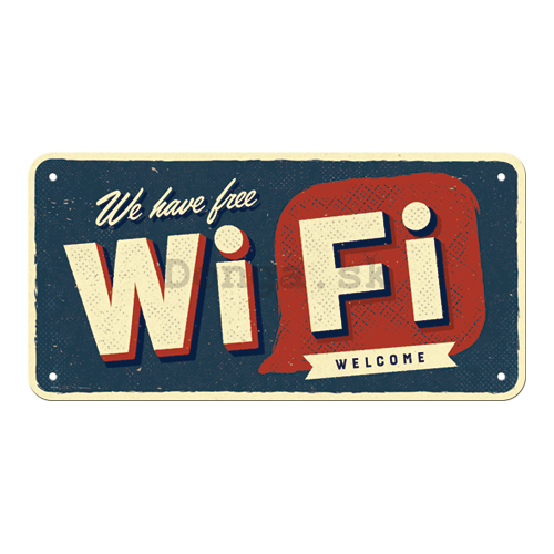 Závesná ceduľa: Free Wi-Fi - 10x20 cm