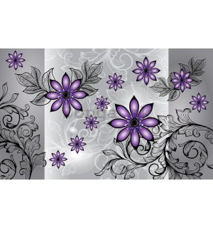 Fototapeta vliesová: Fialové kvety (vzor) - 416x254 cm