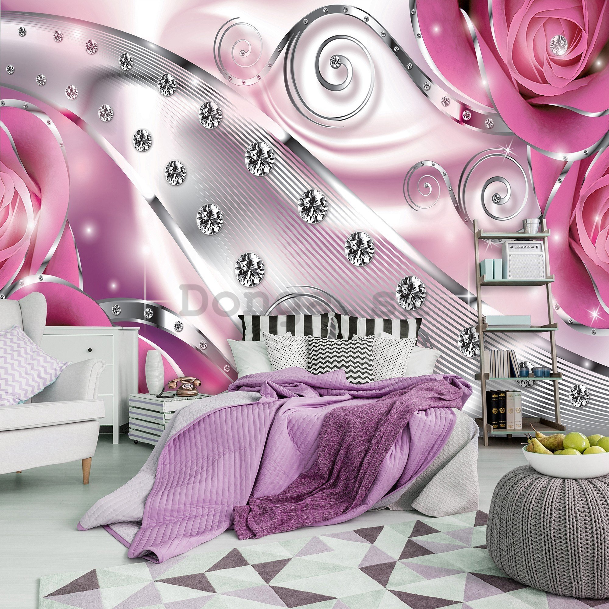 Fototapeta vliesová: Luxusné abstrakcie (ružová) - 416x254 cm