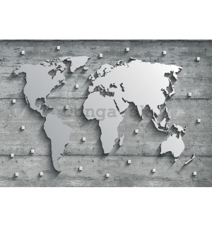 Fototapeta vliesová: Kovová mapa sveta - 416x254 cm