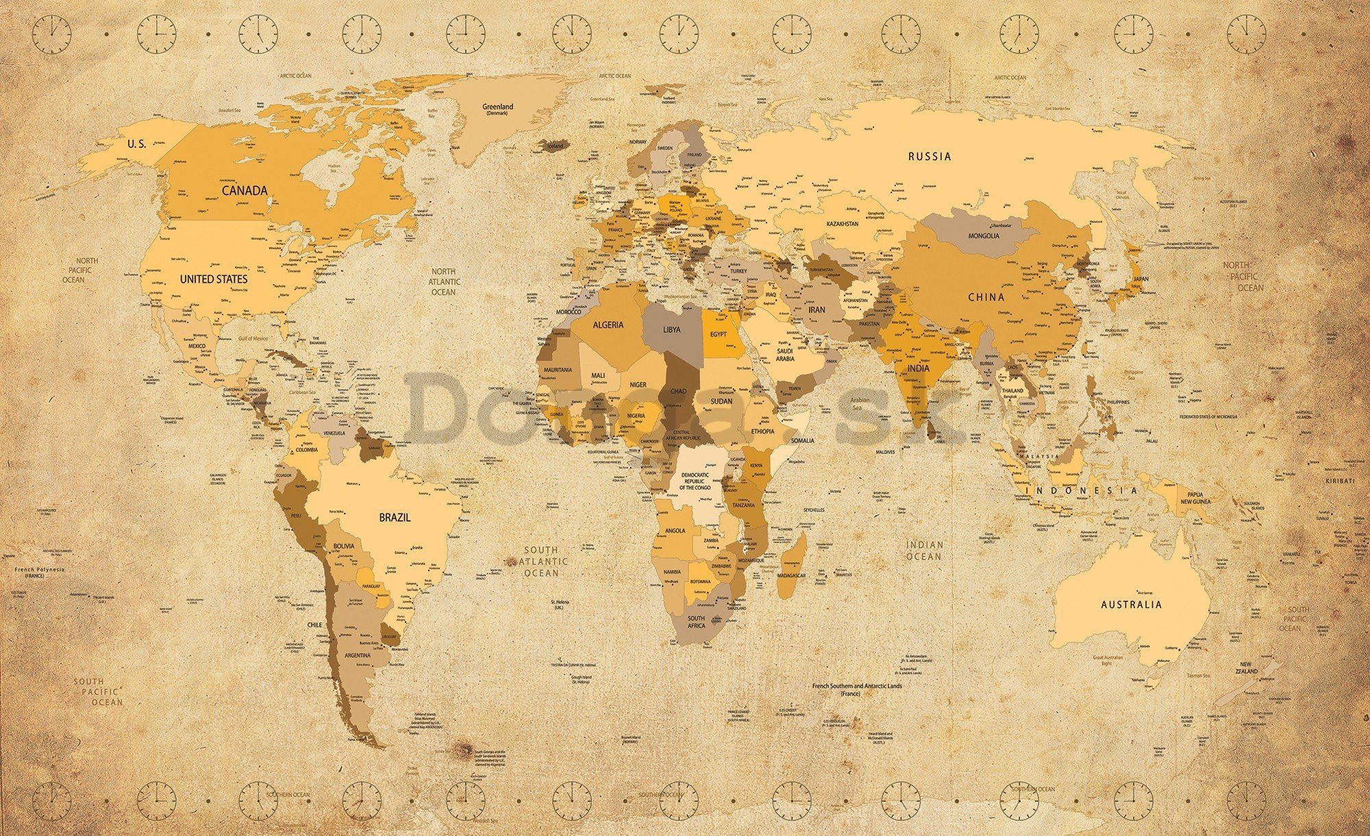 Fototapeta vliesová: Mapa sveta (Vintage) - 416x254 cm
