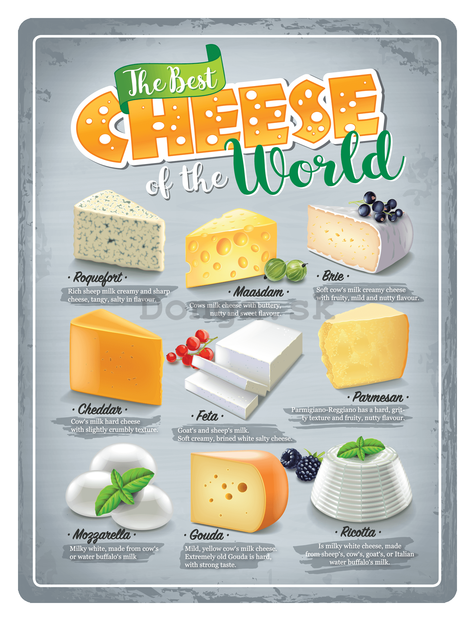 Plechová ceduľa: The Best Cheese of the World - 30x40 cm
