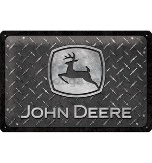Plechová ceduľa: John Deere (Diamond Plate Black) - 30x20 cm