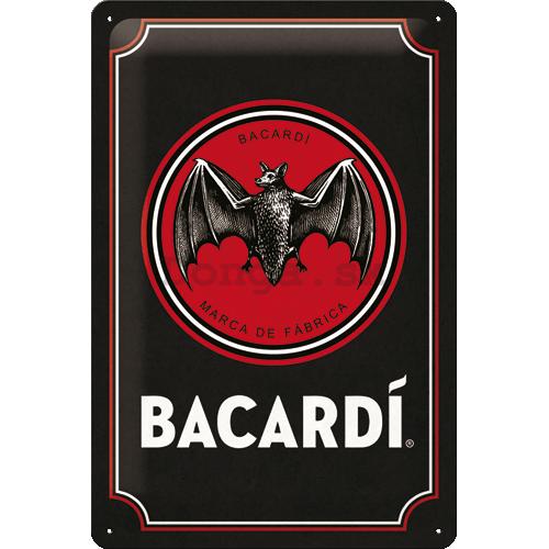 Plechová ceduľa: Bacardi (Black Logo) - 20x30 cm