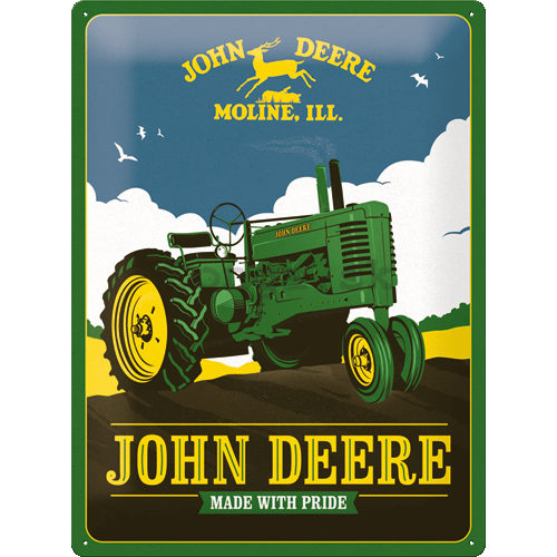 Plechová ceduľa: John Deere (Made With Pride) - 30x40 cm