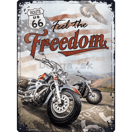 Plechová ceduľa: Route 66 (Freedom) - 30x40 cm